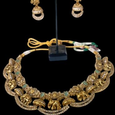 Temple Jewelry Inspired Elephant Necklace Set