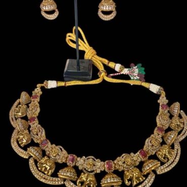 Temple Jewelry Inspired Elephant Necklace Set