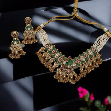 Temple Jewelry Inspired Premium Gold Piroyi Necklace Set