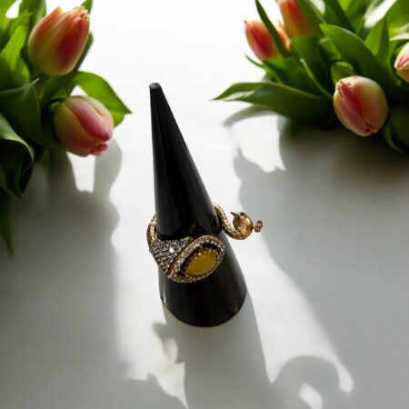 Artistic yet Unique Peacock Ring - Adjustable Citrine