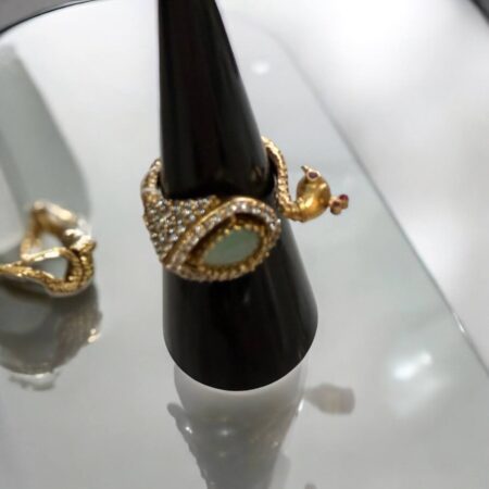 Artistic yet Unique Peacock Ring - Adjustable Jade