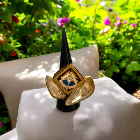 Unique and Stylish Ring - Adjustable Champagne Green