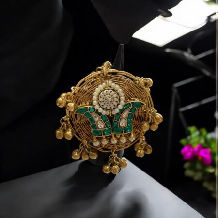 Fusion Ring With Ghungroo - Adjustable Green